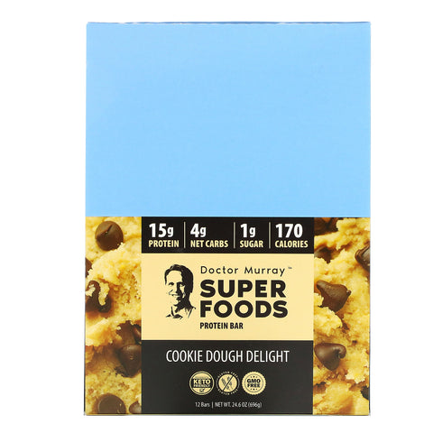Dr. Murray's, Superfoods Protein Bars, Cookie Dough Delight, 12 Bars, 2.05 oz (58 g) Each