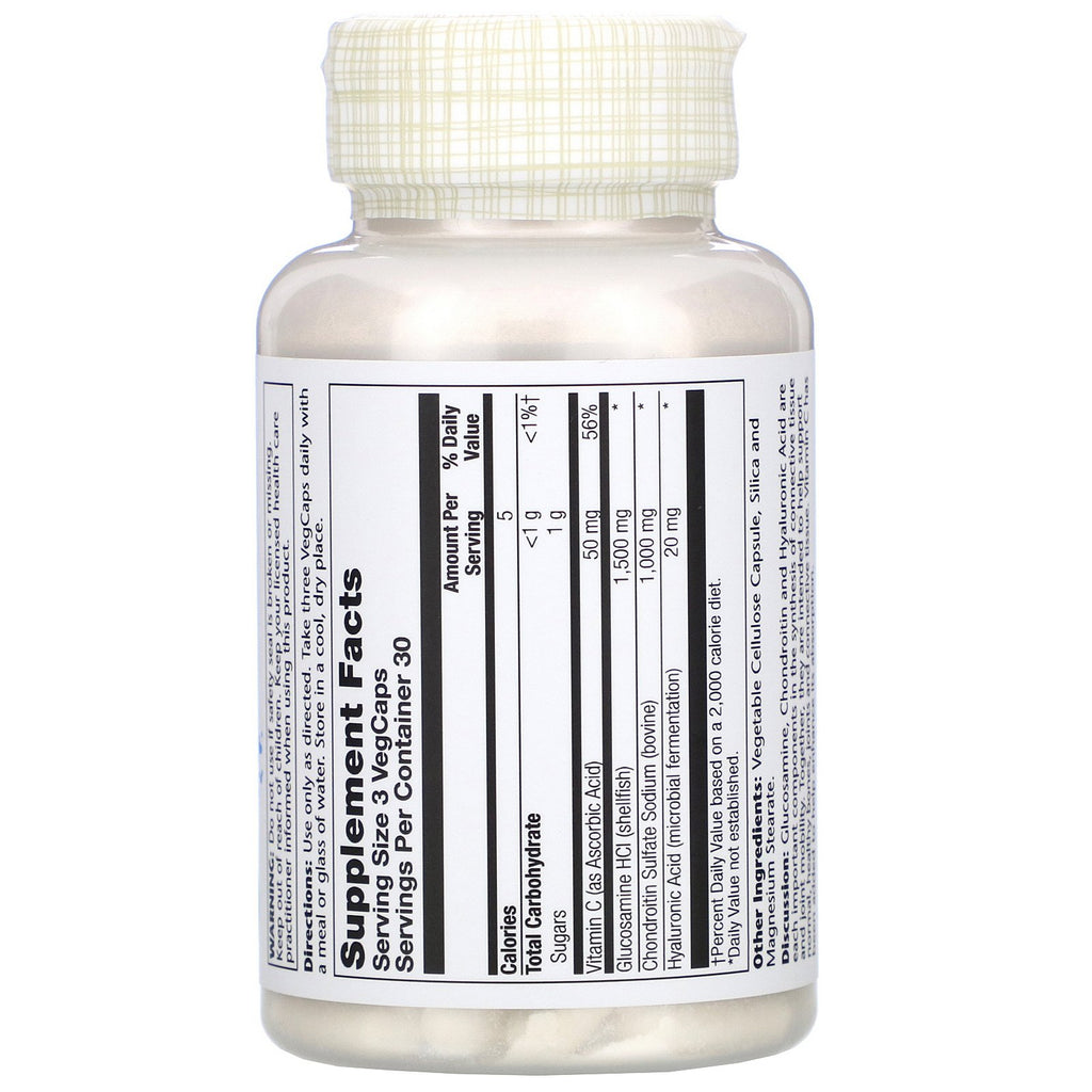 Solaray, Glucosamina Condroitina Ácido Hialurónico, 90 VegCaps