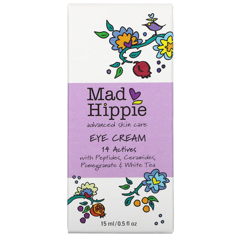 Productos para el cuidado de la piel Mad Hippie, Crema para ojos, 14 activos, 15 ml (0,5 oz. líq.)