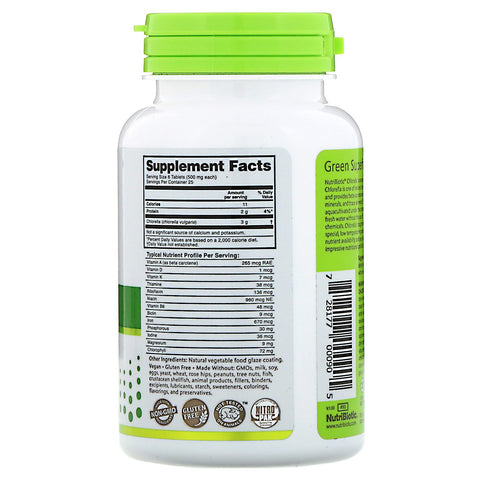 NutriBiotic, Super Greens, Chlorella, 500 mg, 150 tabletas veganas