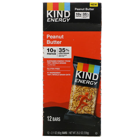 KIND Bars, Energy, mantequilla de maní, 12 barras, 2,1 oz (60 g) cada una
