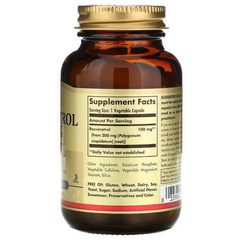 Solgar, Resveratrol, 100 mg, 60 Cápsulas Vegetales