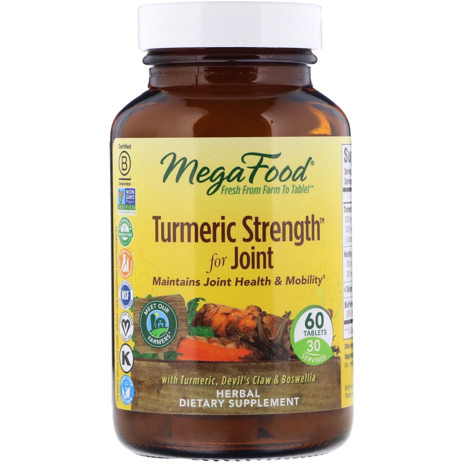MegaFood, Turmeric Strength for Joint, 60 Tablets