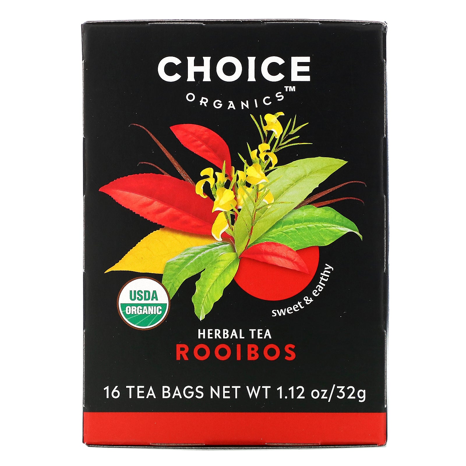 Choice Organic Teas, Herbal Tea, Rooibos, Caffeine-Free, 16 Tea Bags, 1.12 oz (32 g)