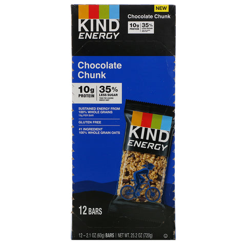 KIND Bars, Energy, trozos de chocolate, 12 barras, 2,1 oz (60 g) cada una