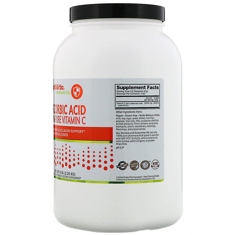 NutriBiotic, Inmunidad, ácido ascórbico, vitamina C 100 % pura, polvo cristalino, 5 lb (2,26 kg)