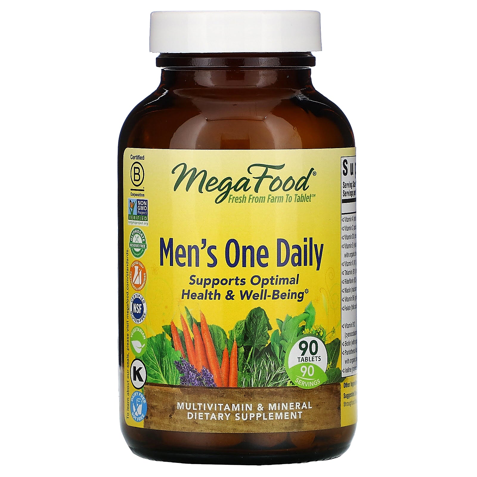 MegaFood, Men's One Daily, Iron Free, 90 Tablets