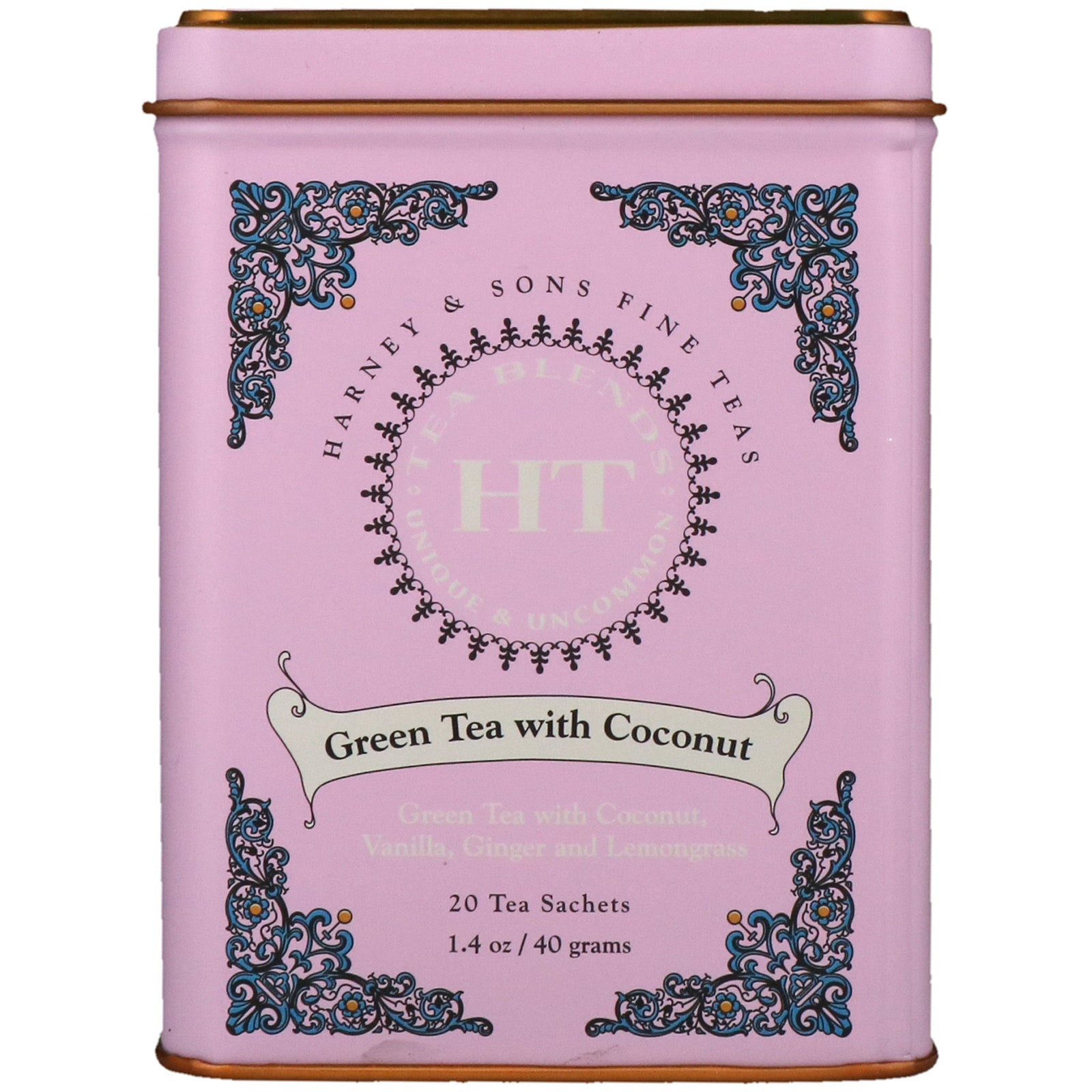 Harney & Sons, HT Tea Blend, Green Tea with Coconut, 20 Tea Sachets, 1.4 oz (40 g)