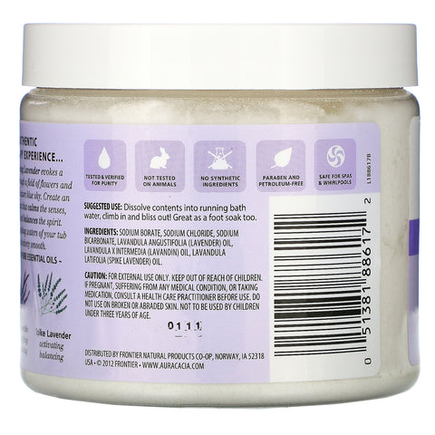 Aura Cacia, aromaterapi mineralbad, afslappende lavendel, 16 oz (454 g)