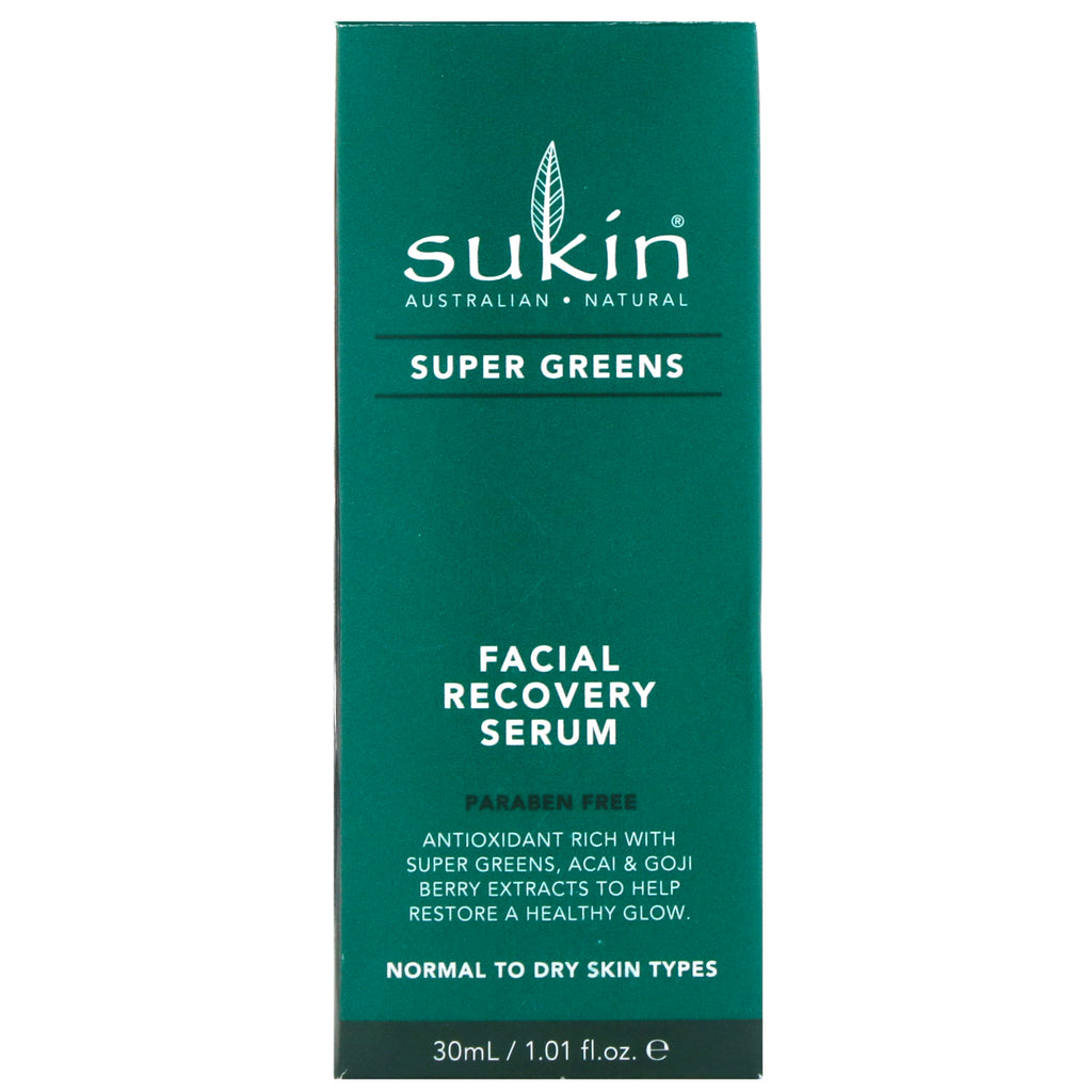 Sukin, Super Greens, Facial Recovery Serum, 1,01 fl oz (30 ml)