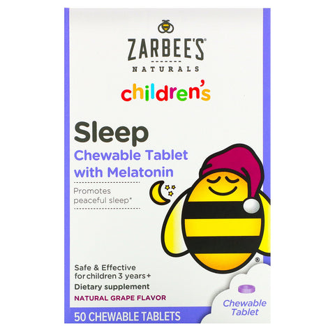 Zarbee's, Children's Sleep with Melatonin, Natural Grape Flavor, For Children 3 Years +, 50 Chewable Tablets