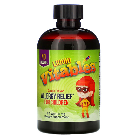 Vitables, Liquid Allergy Relief For Children, No Alcohol, Grape Flavor, 4 fl oz (120 ml)