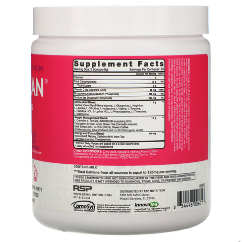 RSP Nutrition, AminoLean, aminoácidos esenciales + energía en cualquier momento, ponche de frutas, 9,52 oz (270 g)