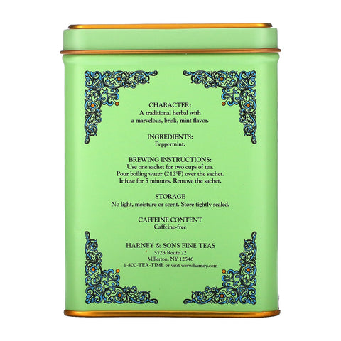 Harney & Sons, HT Tea Blend, Peppermint Herbal, Caffeine Free, 20 Tea Sachets, 1.4 oz (40 g)
