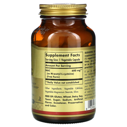 Solgar, NAC, 600 mg, 120 grøntsagskapsler