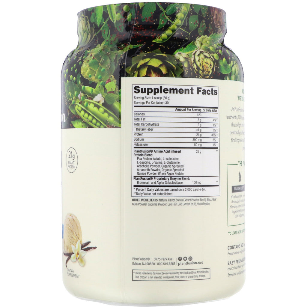PlantFusion, proteína completa, vainilla cremosa, 2 lb (900 g)