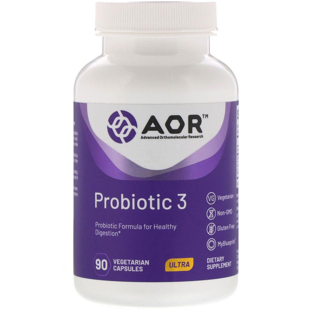 Advanced Orthomolecular Research AOR, Probiotic 3, 90 Vegetarian Capsules