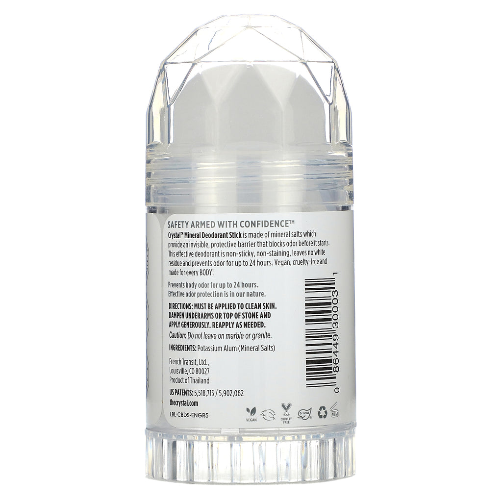 Desodorante corporal Crystal, desodorante en barra mineral, sin perfume, 4,25 oz (120 g)
