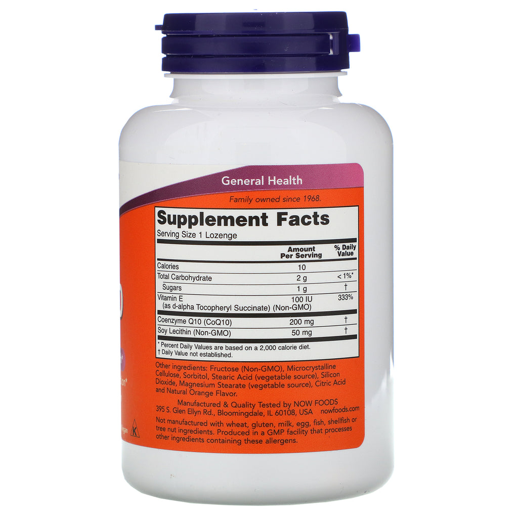 Now Foods, CoQ10 Chewable, 200 mg, 90 sugetabletter