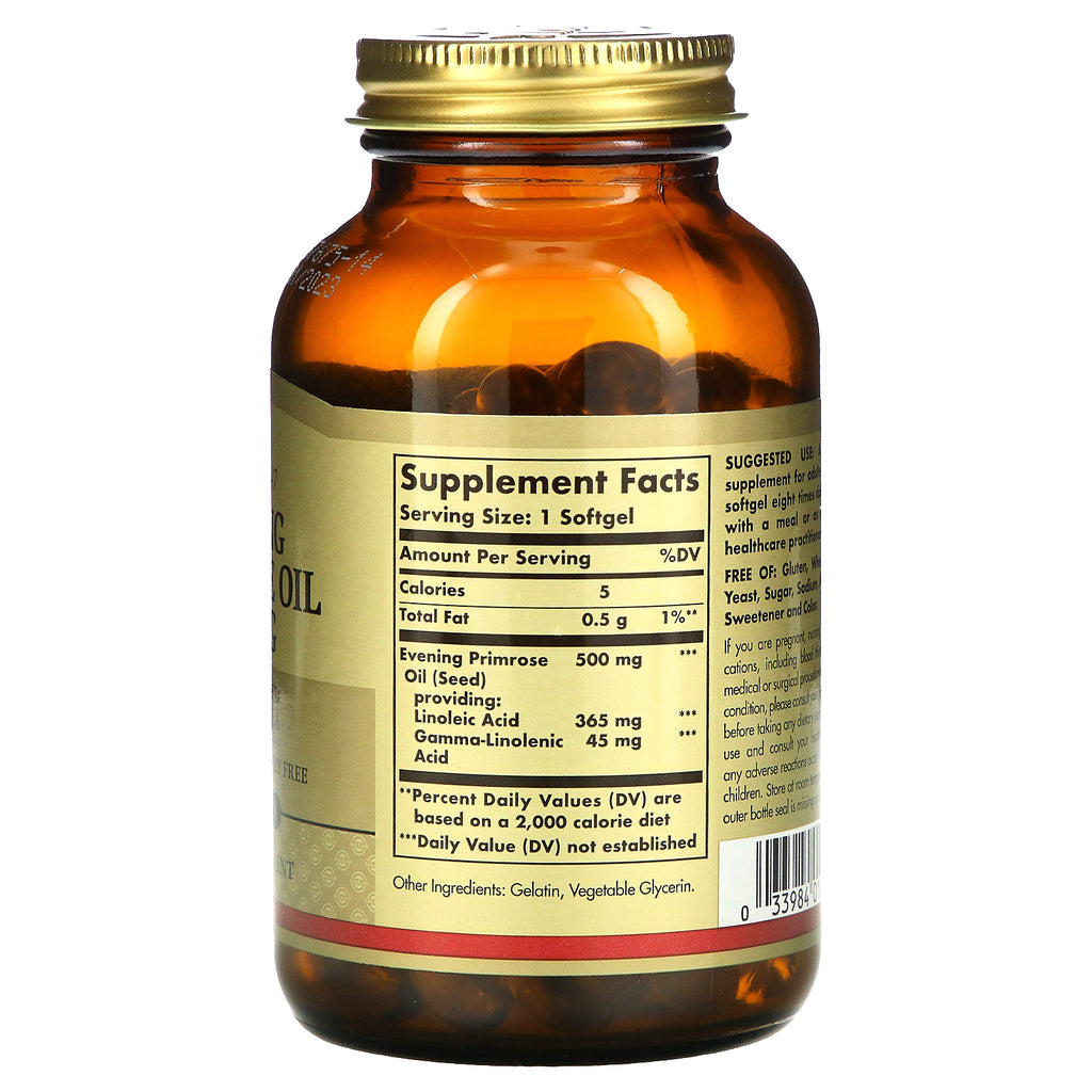 Solgar, Primroseolie, 500 mg, 180 Softgels