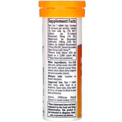 Trace Minerals Research, Tabletas efervescentes de magnesio, naranja, 40 g (1,41 oz)