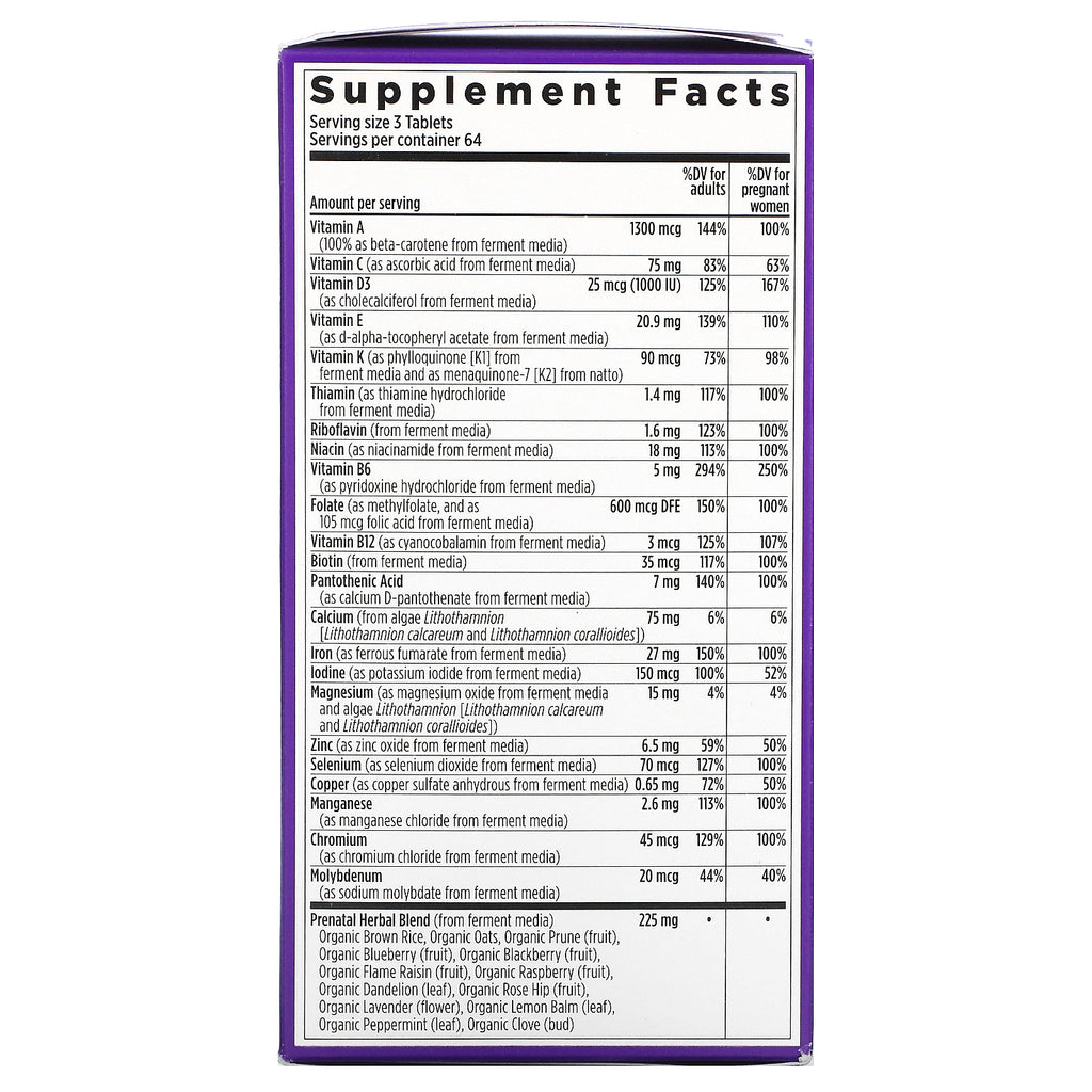 Nyt kapitel, perfekt prænatal, fuldfoder multivitamin, 192 vegetariske tabletter