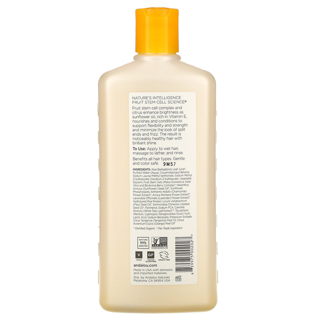 Andalou Naturals, Shampoo, Brilliant Shine, For Styrke og Vitalitet, Solsikke &amp; Citrus, 11,5 fl oz (340 ml)