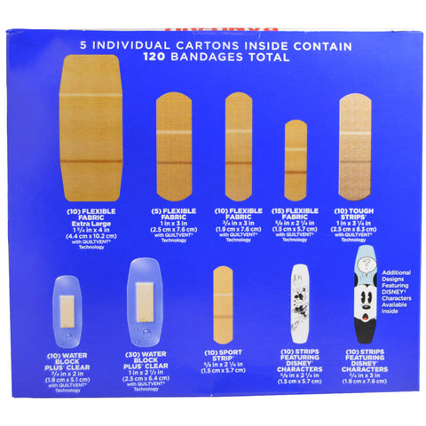 Band Aid, Adhesive Strips, Bandages, Value Pack, 5 Cartons, 120 Bandages