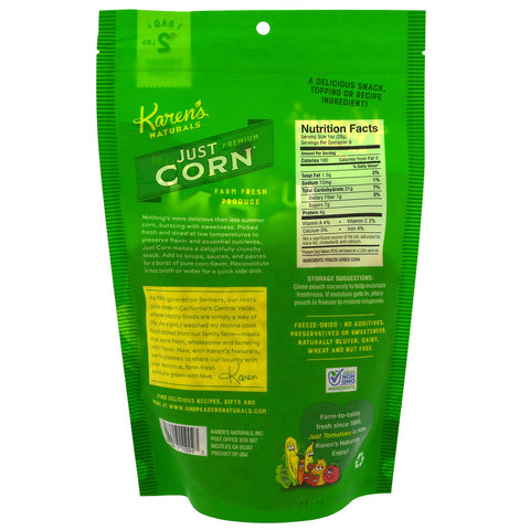 Karen's Naturals, Verduras liofilizadas de primera calidad, solo maíz, 8 oz (224 g)