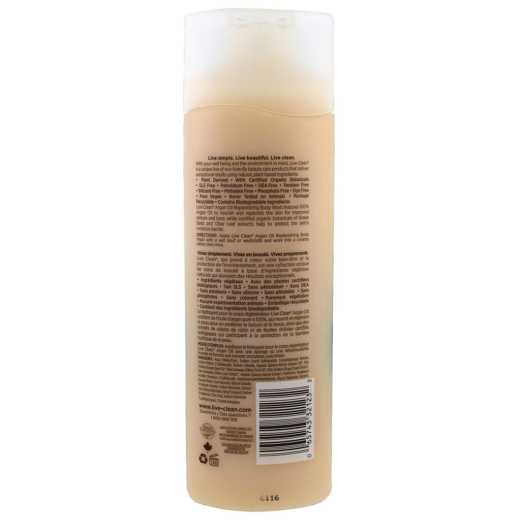 Live Clean, gel de baño revitalizante, aceite de argán, 500 ml (17 oz. líq.)