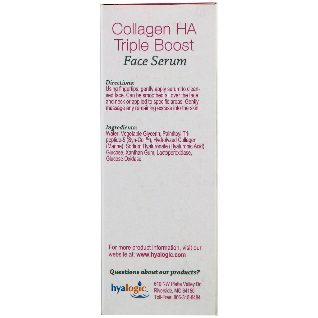 Hyalogic, Suero facial triple potenciador de colágeno HA, 13,5 ml (0,47 oz. líq.)