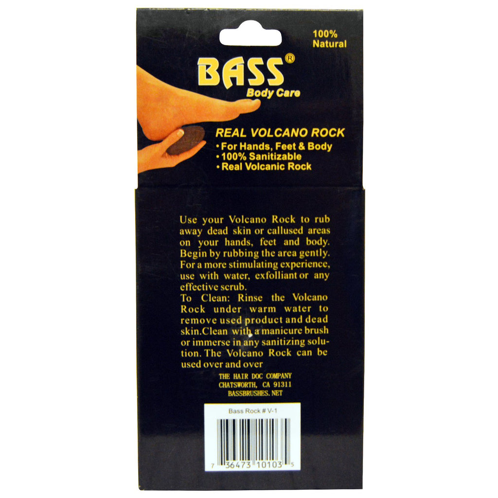 Bass Brushes, Real Volcano Rock, For Hands, Feet & Body, 1 Rock