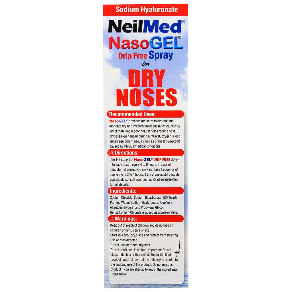 NeilMed, NasoGel, para narices secas, 1 botella, 1 fl oz (30 ml)