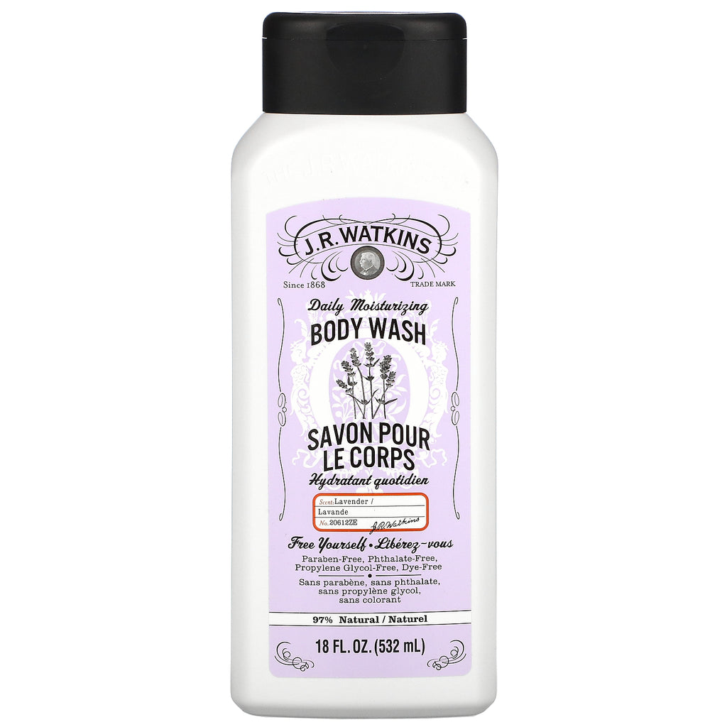 J R Watkins, Daily Moisturizing Body Wash, Lavender, 18 fl oz (532 ml)