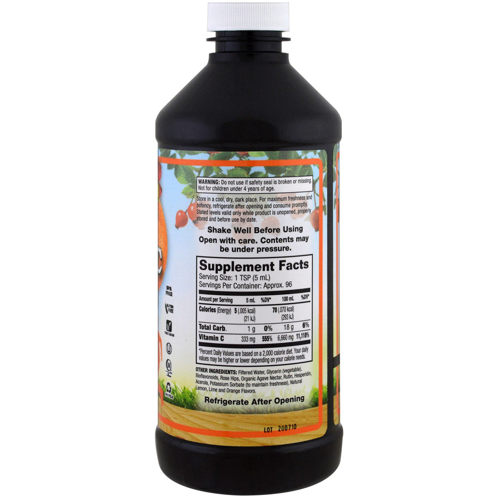 Dynamic Health Laboratories, Vitamina C líquida para niños, sabores cítricos naturales, 333 mg, 473 ml (16 oz. líq.)