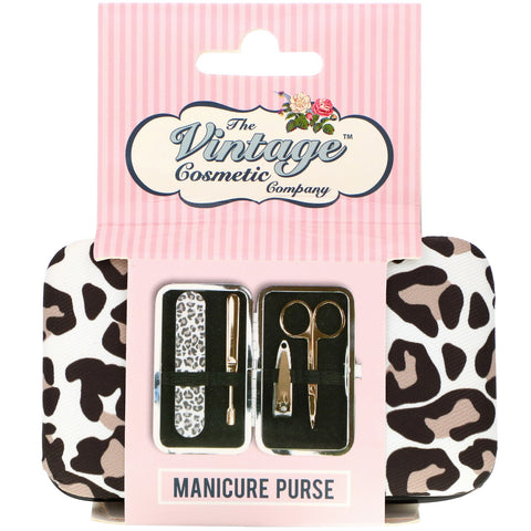 The Vintage Cosmetic Co., Monedero para manicura, estampado de leopardo, 1 kit