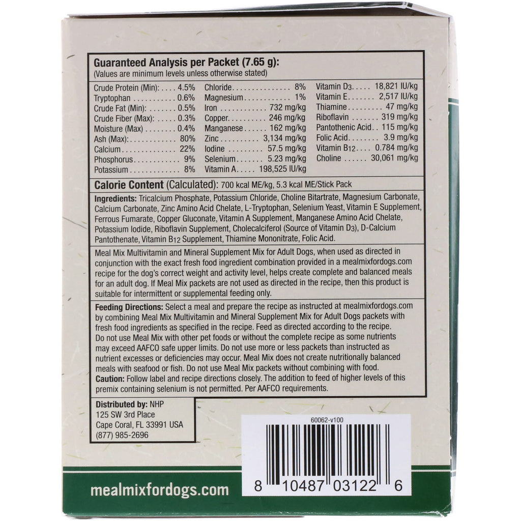 Dr. Mercola, Mezcla de comidas, mezcla de suplementos multivitamínicos y minerales para perros adultos, 30 paquetes, 7,65 g (0,26 oz) cada uno
