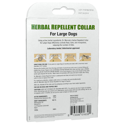 Dr. Mercola, Herbal Repellent Collar for Large Dogs, One Collar, 1.5 oz (42.52 g)