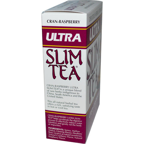 Hobe Labs, Ultra Slim Tea, Cran-Hindbær, Koffeinfri, 24 Urteteposer, 1,69 oz (48 g)