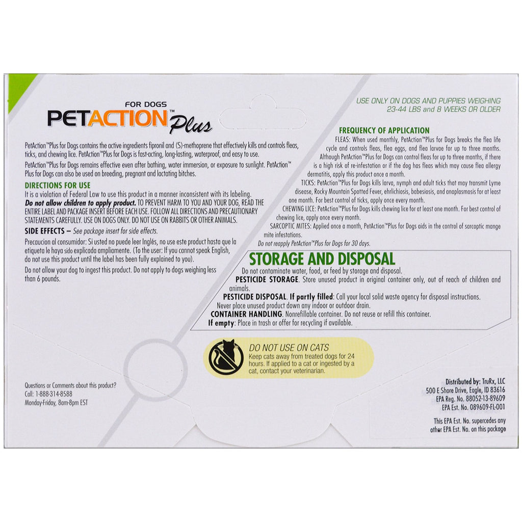 PetAction Plus, para perros medianos, 3 dosis, 0.045 fl oz