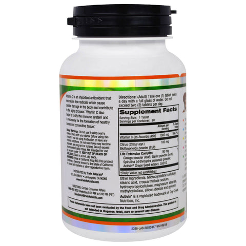 Irwin Naturals, Dr. Linus Pauling, C-vitamin, 1.000 mg, 90 tabletter