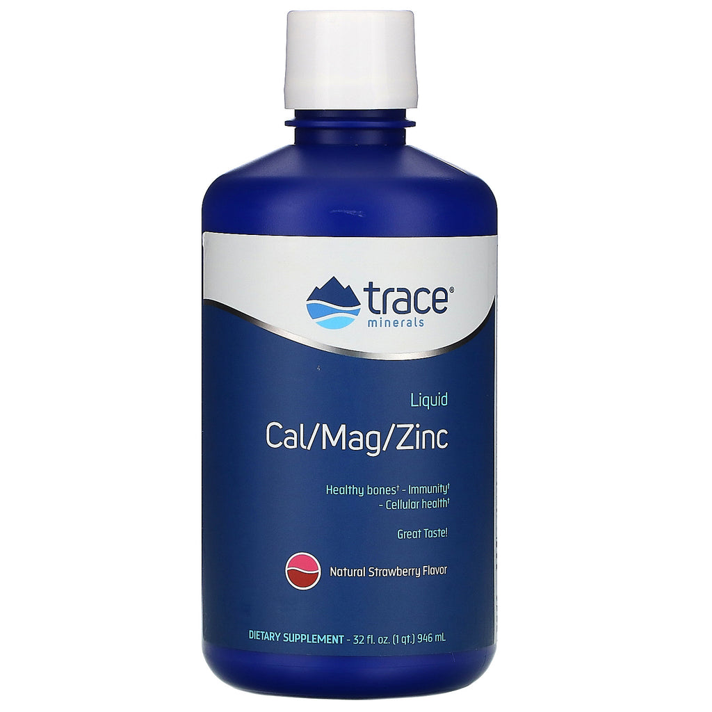 Trace Minerals Research, Liquid Cal/Mag/Zinc, Natural Strawberry Flavor, 32 fl oz (946 ml)