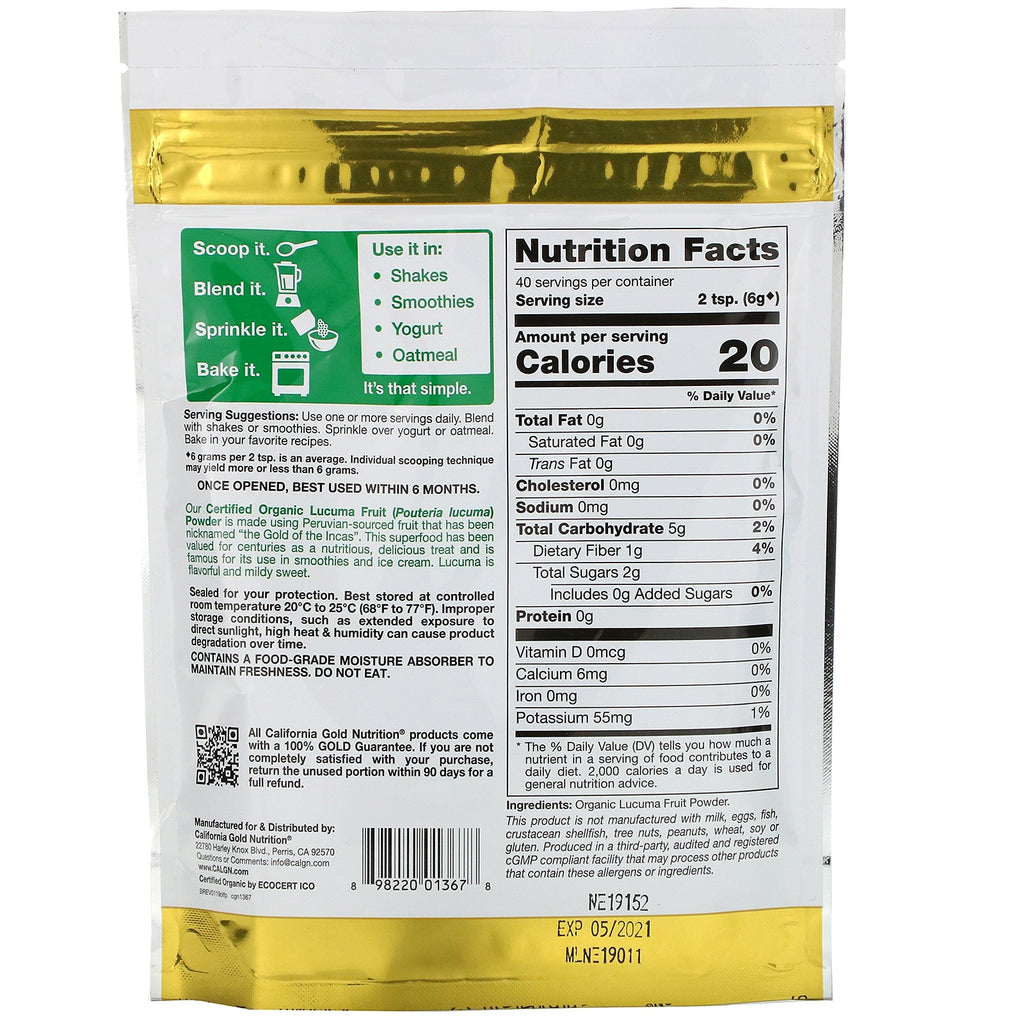 California Gold Nutrition, Superalimentos, lúcuma en polvo, 8,5 oz (240 g)