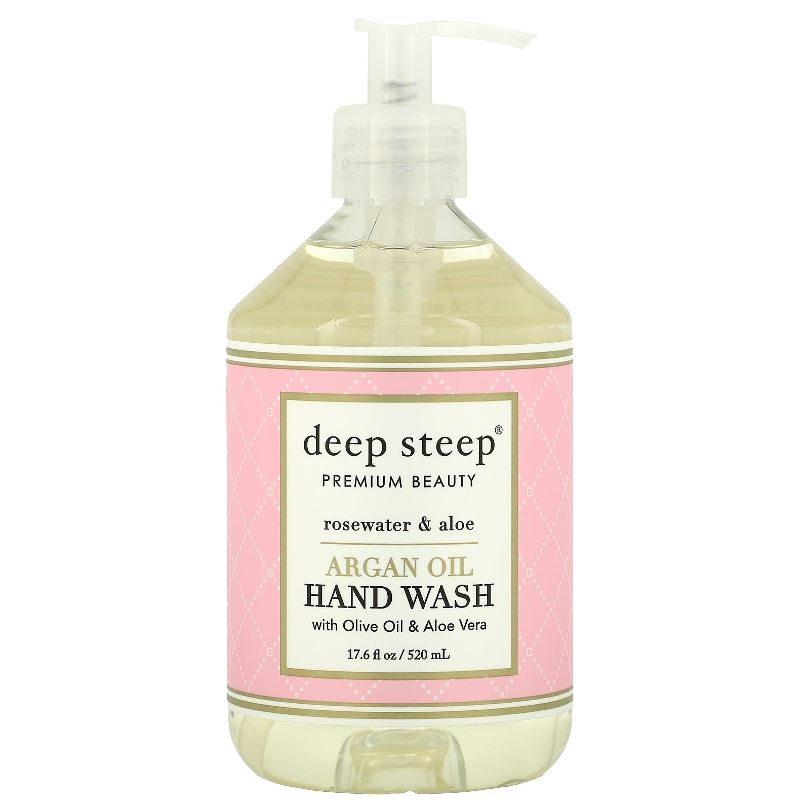 Deep Steep, Argan Oil Hand Wash, Rosewater & Aloe, 17.6 fl oz (520 ml)