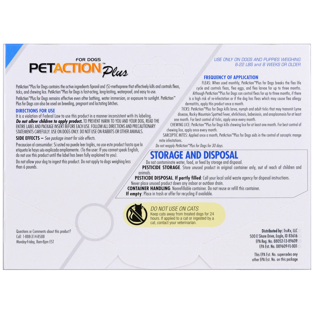 PetAction Plus, til små hunde, 3 doser - 0,023 fl oz