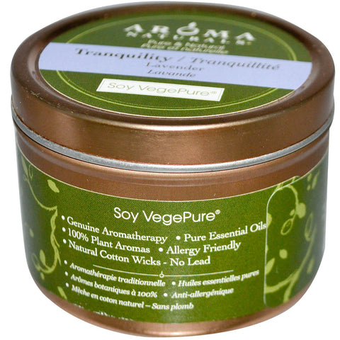 Aroma Naturals, Soy VegePure, Tranquility, Travel Candle, Lavender, 2.8 oz (79.38 g)