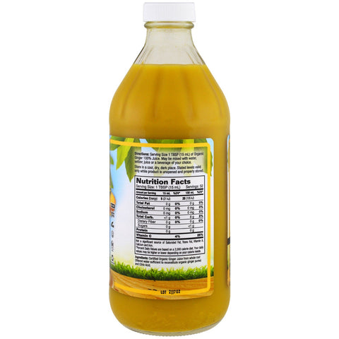 Dynamic Health Laboratories, certificeret ingefær, 100 % juice, usødet, 16 fl oz (473 ml)