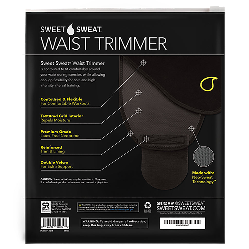Sports Research, Sweet Sweat Waist Trimmer, Large, Black &amp; Yellow, 1 bælte