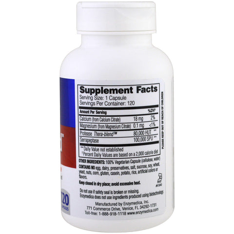 Enzymedica, SerraGold, High Potency Serrapeptase, 120 kapsler