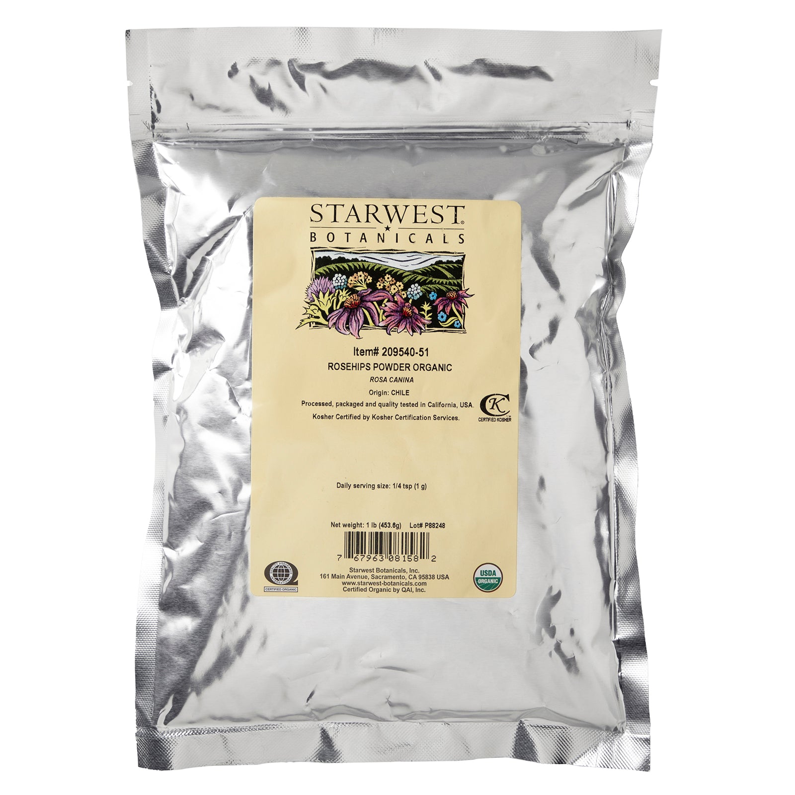 Starwest Botanicals, Rosehips Powder, Organic, 1 lb (453.6 g)